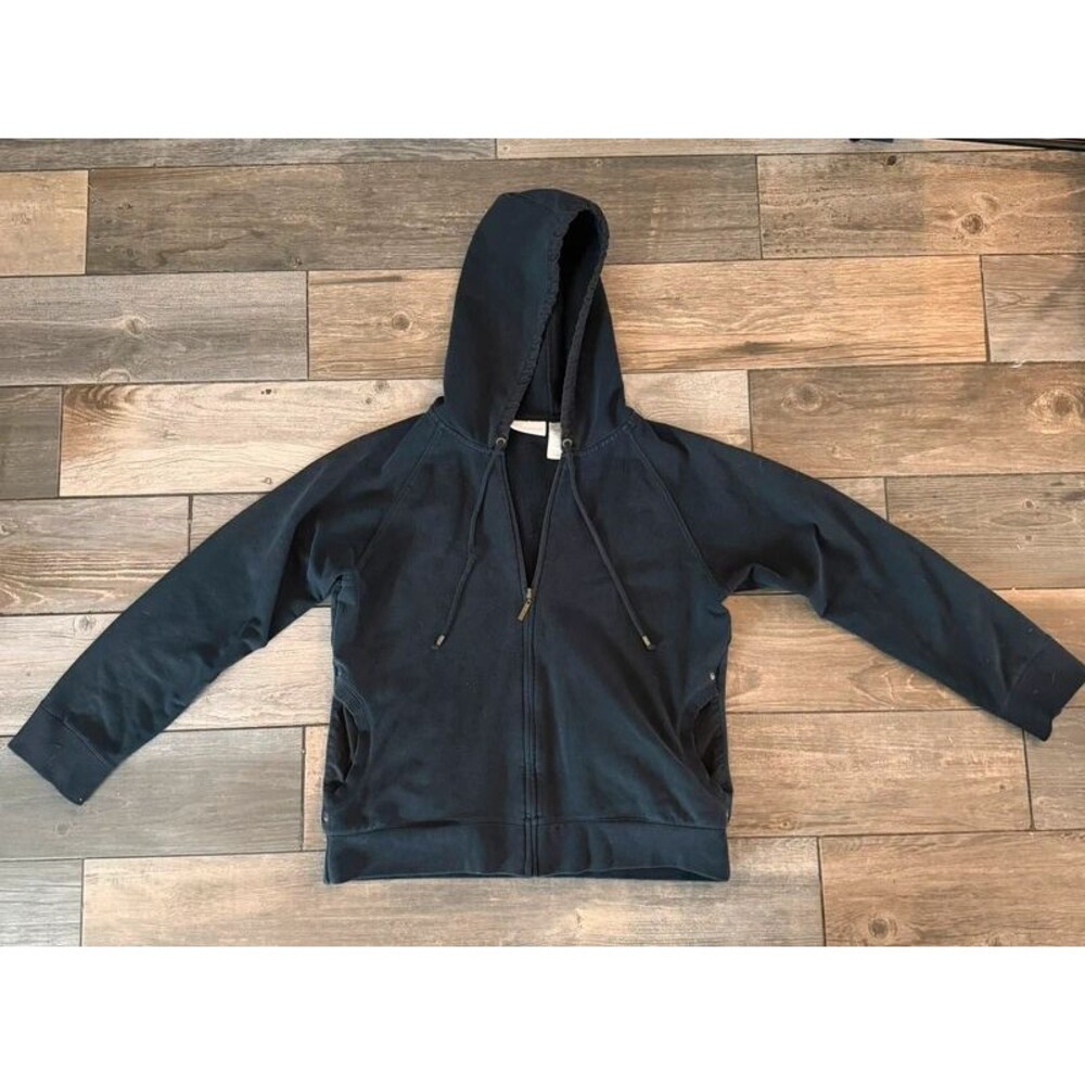 Vintage Liz Claiborne Black Cotton Zip up Hooded Jacket
